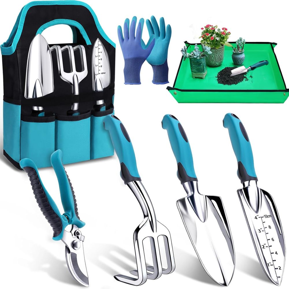 튼튼한 7종 정원용 도구 세트: 흙삽, 손삽, 화분 이 - Gardening Tools Essential 리뷰 및 가격